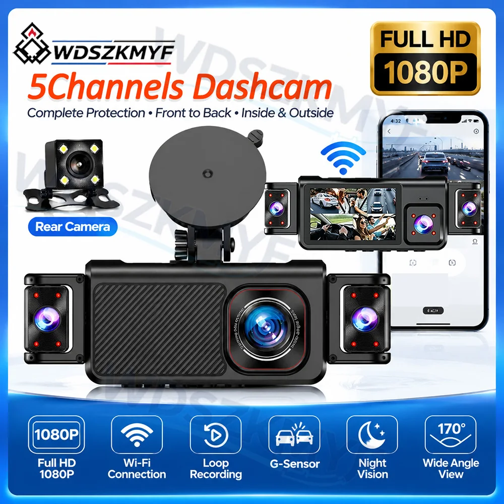 Car Accessories For Night Driving - Dashcam for Cars 4 5Channel Black