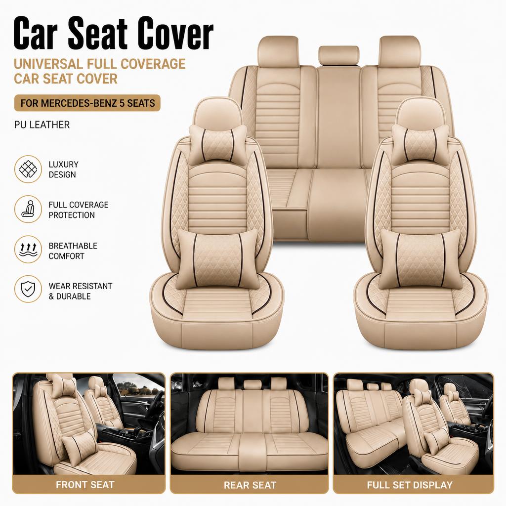 Leather Car Seat Cover - Car Seat Cushion Universal Full Coverage